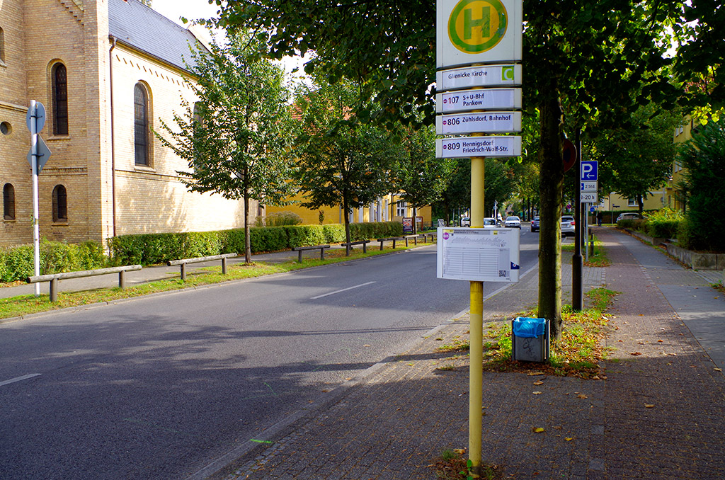 Bushaltestelle aus Richtung Berlin-Hermsdorf
